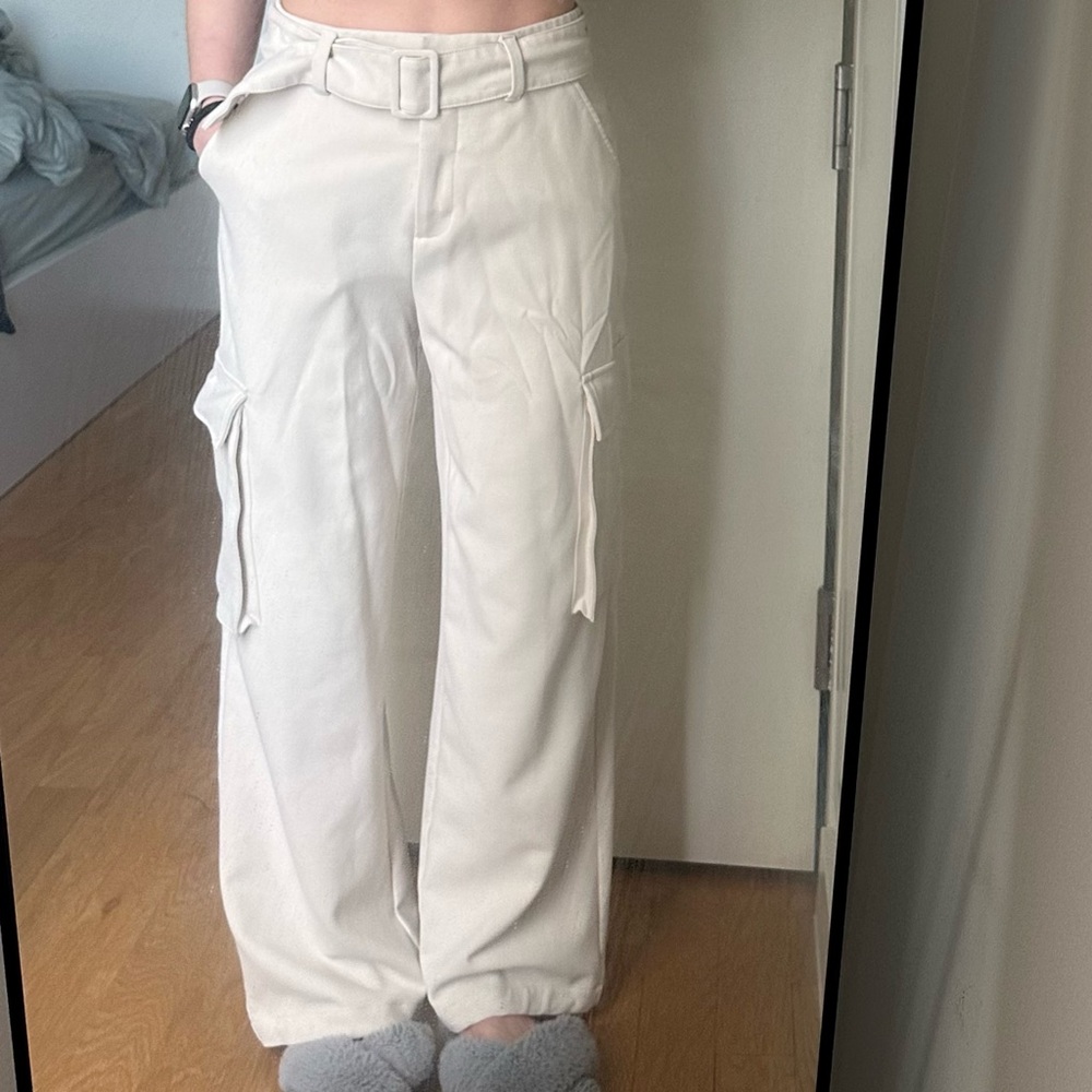 oak + fort cream cargo dress pants, size 0
